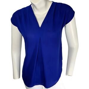 INC PP V neck short sleeve blouse blue